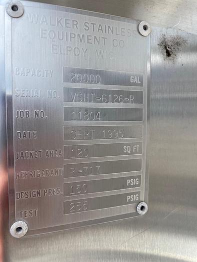 Refurbished 20,000 GALLON WALKER REFRIGERATED VERTICAL SILO TYPE STORAGE TANK