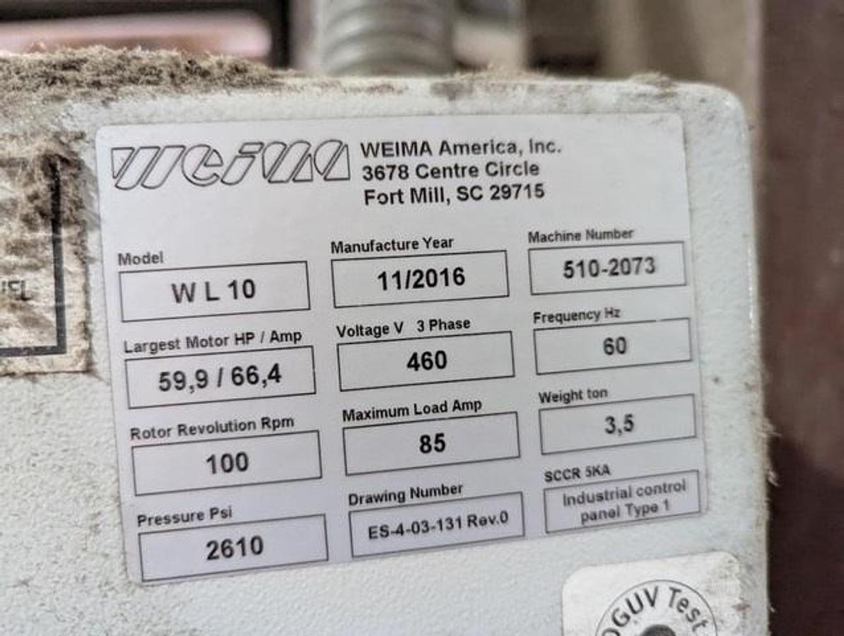 Used Weima Single Shaft Shredder And Conveyors