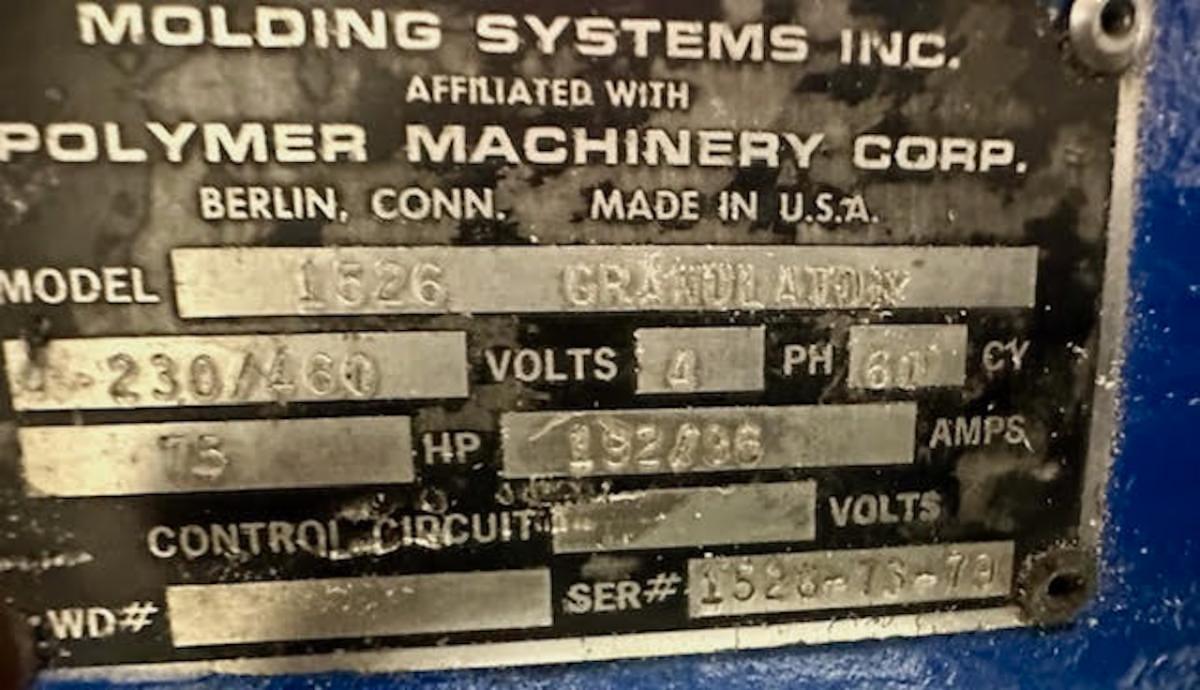 Used Polymer Systems Granulator Complete System