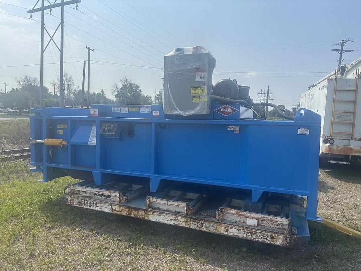 Used Excel EX-63 Closed Door Baler with Factory Conveyor
