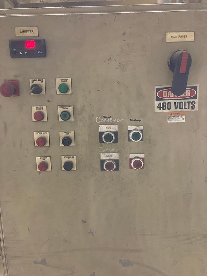 Used Jordan Dual Shaft Shredder / Infeed Conveyor