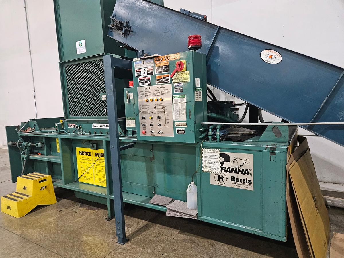 Used Harris Full Pen Closed Door Baler and Conveyor