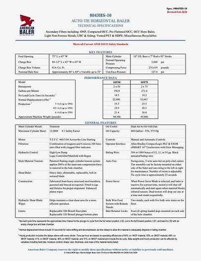 Used HORIZONTAL AUTO-TIE BALER