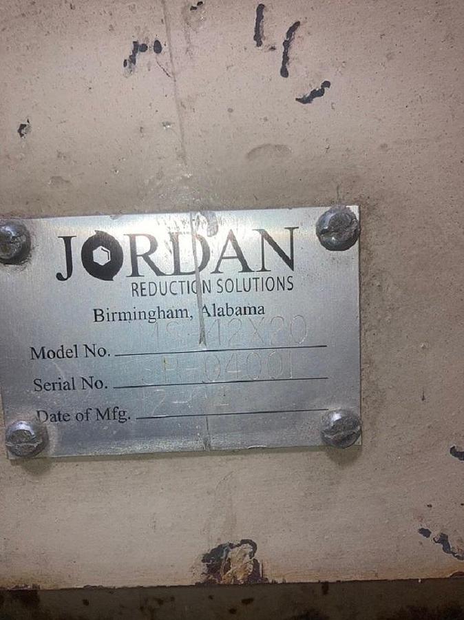 Used Jordan Dual Shaft Shredder / Infeed Conveyor