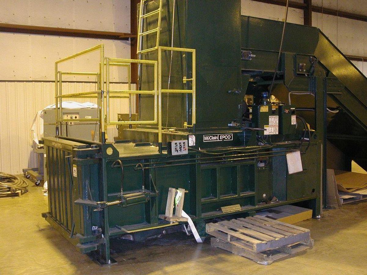Used McClain / Epco Closed Door Baler with In-Feed Conveyor