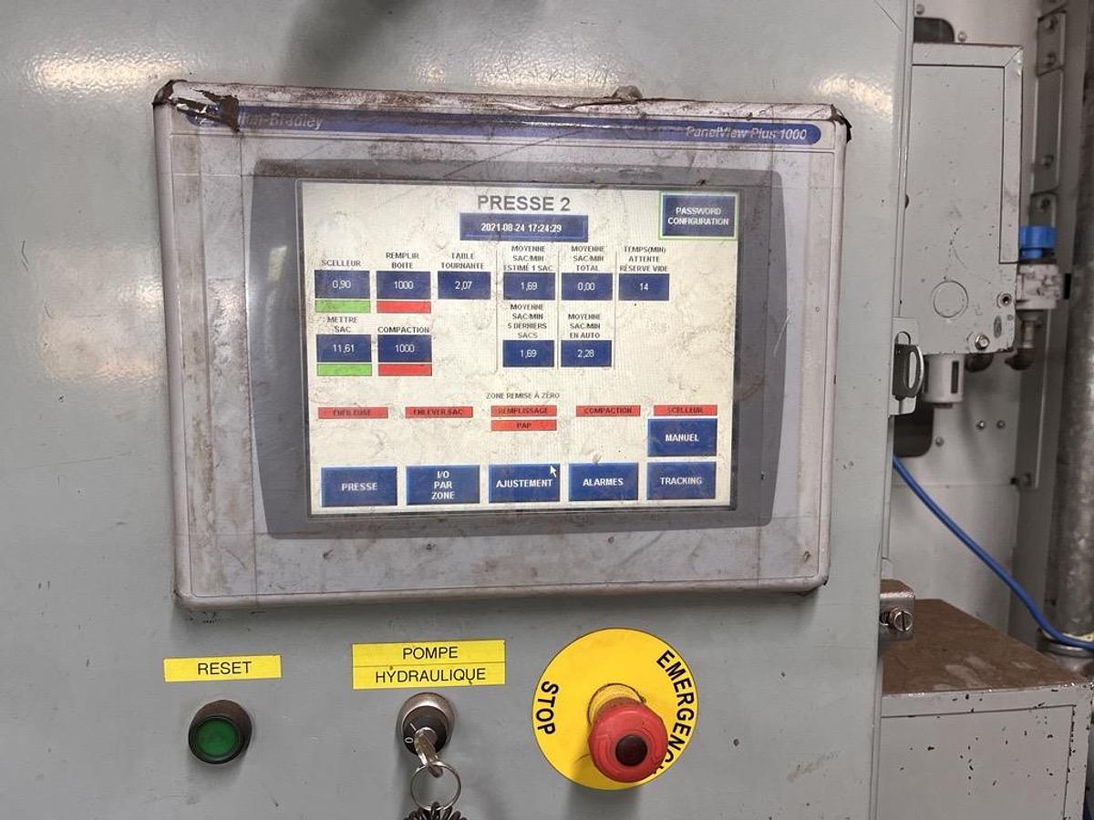Used VERVILLE VP400 (4) STATION COMPRESSION BAGGING SYSTEM FULLY AUTOMATIC