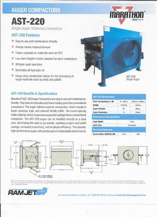 Used Marathon 2yd Auger Compactor