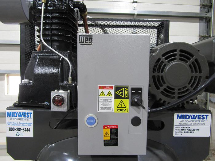 Air Max Air compressor 7.5 hp 1 ph. two stage, Cast iron, 120 gallon, quiet air
