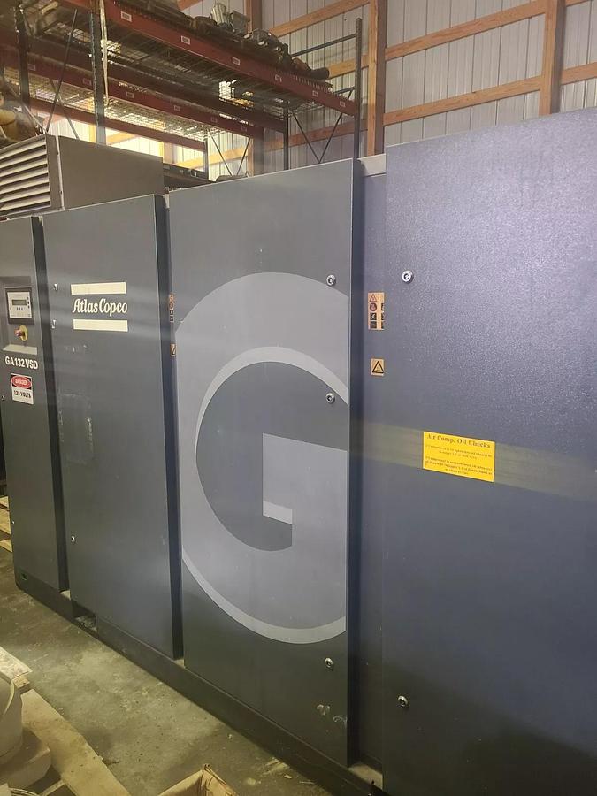 Refurbished G250 300 hp. Atlas Copco rotary screw air compressor 1 yr airend warranty