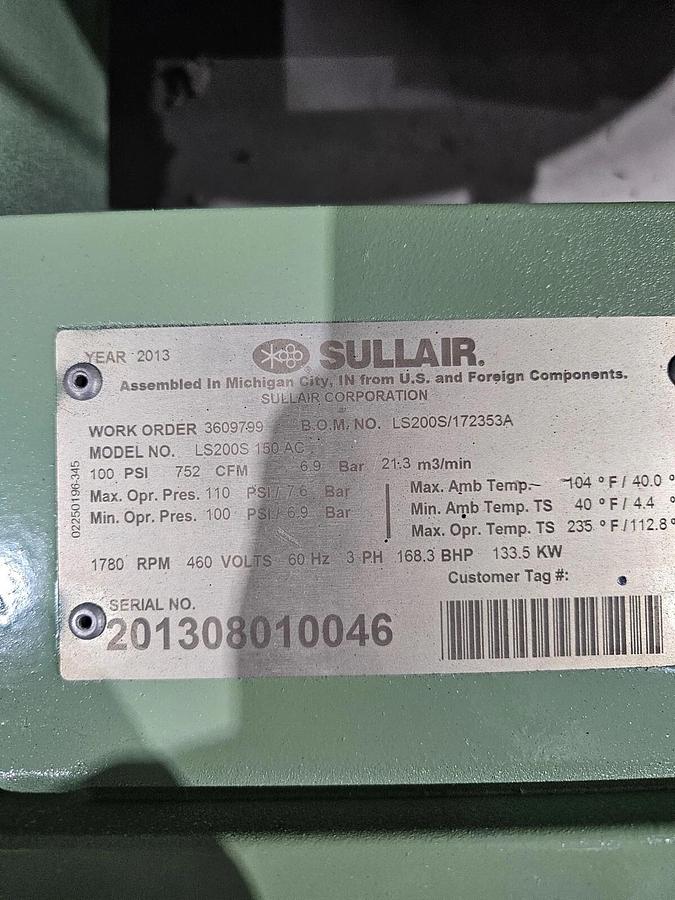 Refurbished Sullair LS200S - 150