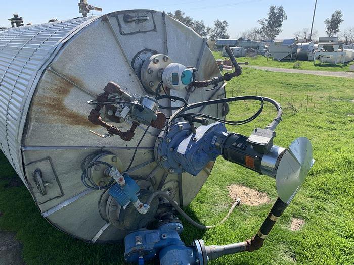Used Tank, 2,000 Gallon, 316L Stainless Steel, UL 142, 5' X 14', Agitated #S743622