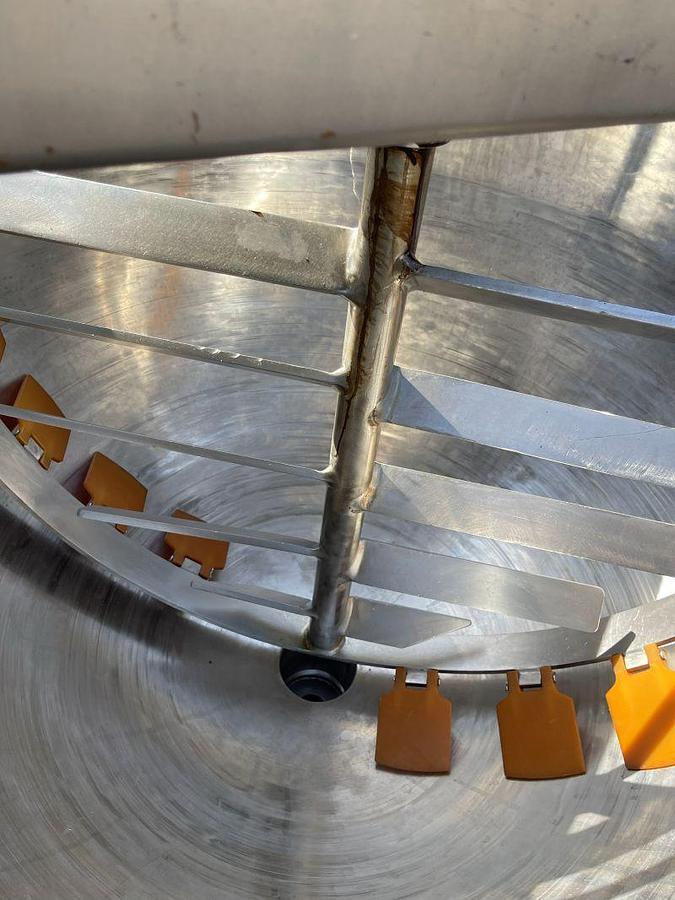 Used GROEN STAINLESS STEEL KETTLE, USED, APPROX 80 GAL. WITH TOP GEAR REDUCED MASTER  MOTOR