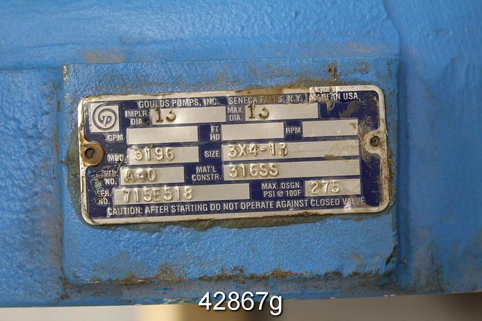 Unused Goulds 3196 3x4x13 Stainless Steel Pump Casing #42867