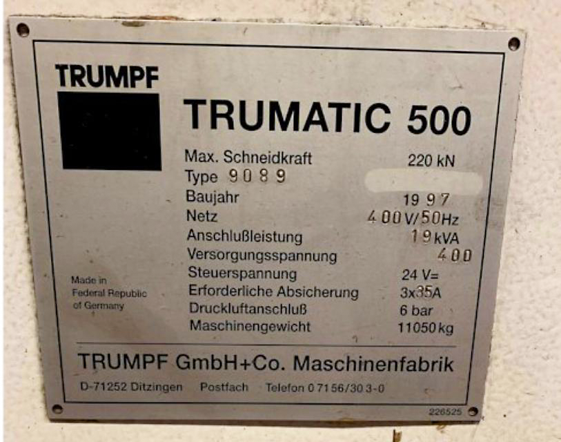 Used Trumpf Trumatic 500 - Punching Machine - 1997