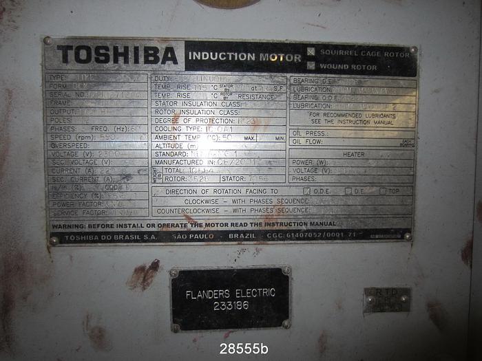 Used Induction Motor - Type Tike, Form DCK - Squirrel Cage Rotor - 600HP - 590RPM - 2300V #28555