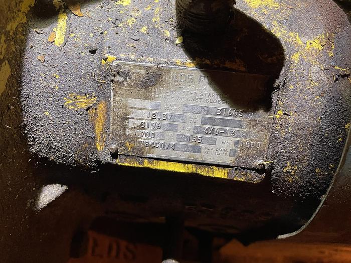 Used GOULDS Mdl. 3196 4X6-13 316 S/S CENTRIFUGAL PUMP WITH 10 HP MOTOR