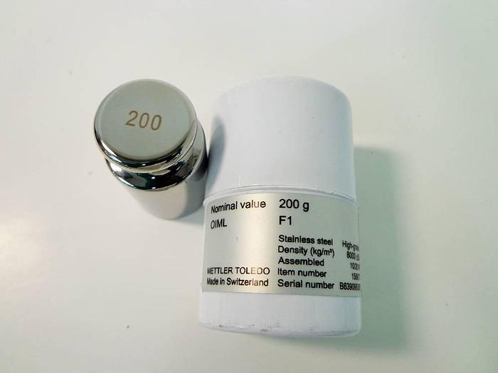 Used Mettler Toledo 200g OIML F1 Standard Line Stainless Steel Weight.