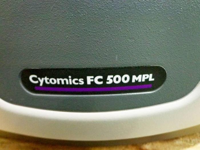 Used Beckman Coulter Cytomics FC 500 MPL Flow Cytometer with Cytometry UPS, Computer and software, OKI C531dn Printer, Manuals and System Accessories.