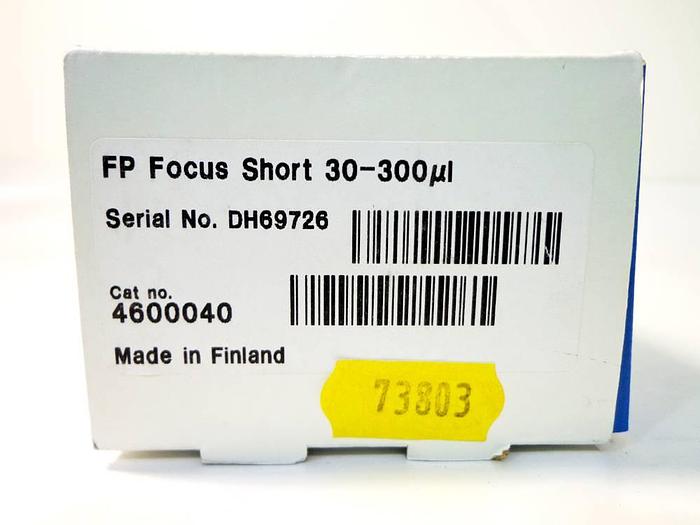 Used Fisher Scientific Finnpipette FP Focus Short 30-300ul, Cat No 4600040.