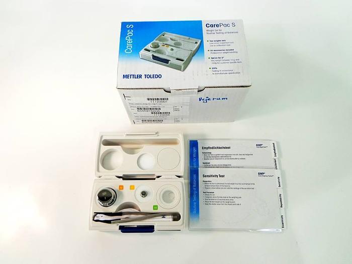 Used Mettler Toledo CarePac 200g F2 / 10g F1, with customised 50mg, WeightLink.