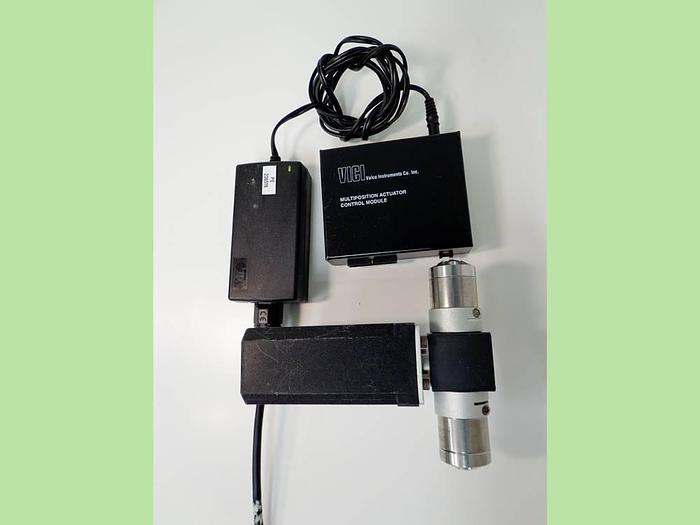 Used Vici Valco Instruments Modular Universal Valve/Actuator, Model EMTMA-CE, with EMTCA-CE Multiposition Actuator Control Module.