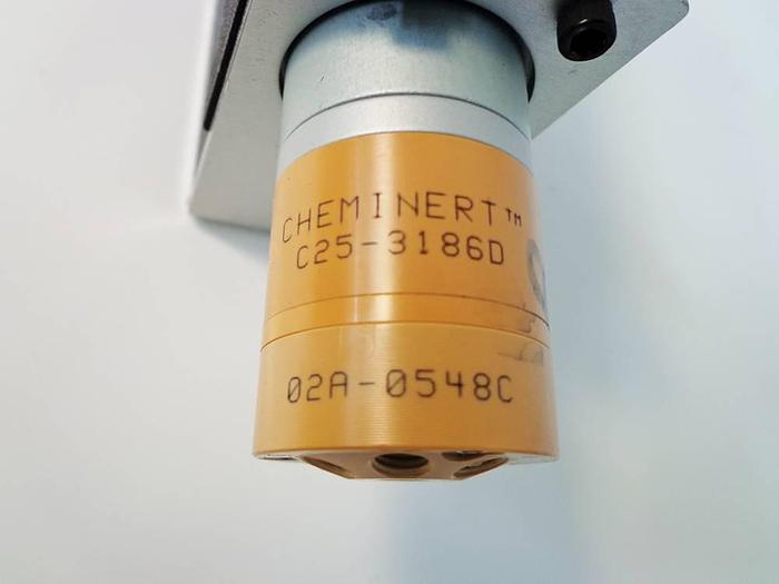 Used Vici Valco Instruments Modular Universal Valve/Actuator, Model EMHMA-CE, with EMHCA-CE Multiposition Actuator Control Module.