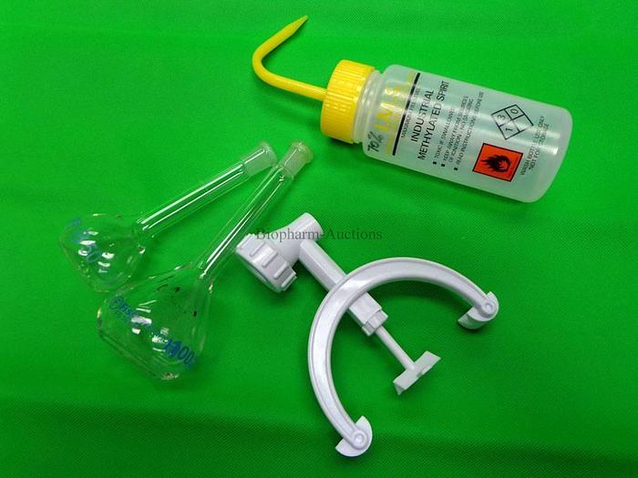 Used Glass test tubes bottles, plastic wash bottles, various sizes