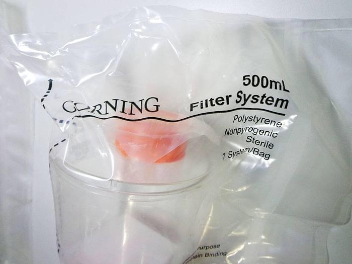 Used Corning 431097 500 mL Vacuum Filter/Storage Bottle System, 0.22 µm Pore 33.2cm² PES Membrane, Sterile, 3 Packs.