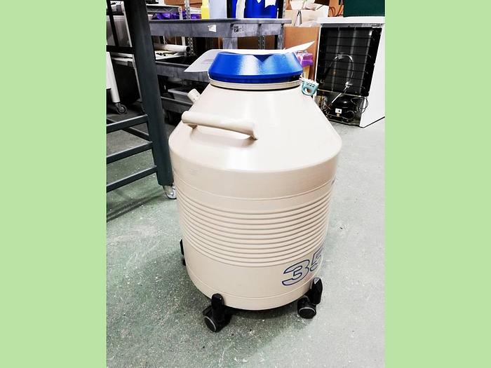 Used Taylor Wharton HC35 High Capacity Liquid Nitrogen Dewar, 10-033-01-0023, on Wheeled Base and with Single Pack Thermo Scientific Storage Canes, 5015-0002