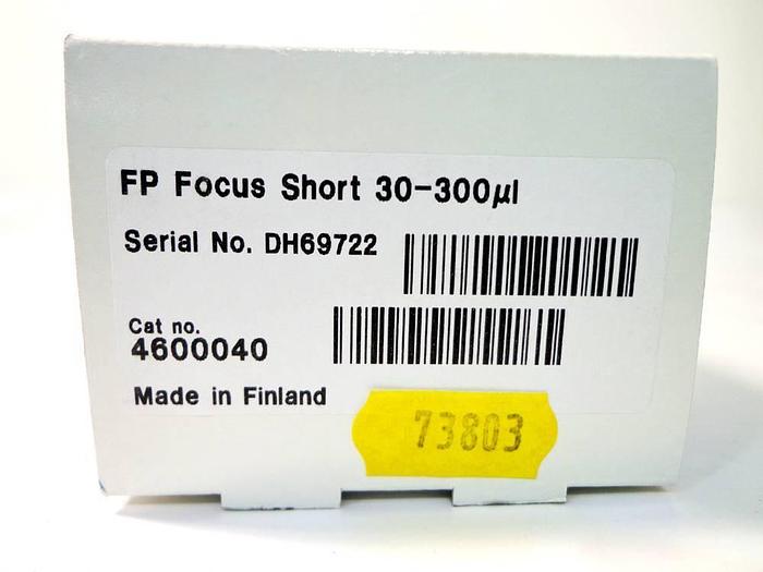 Used Fisher Scientific Finnpipette FP Focus Short 30-300ul, Cat No 4600040.