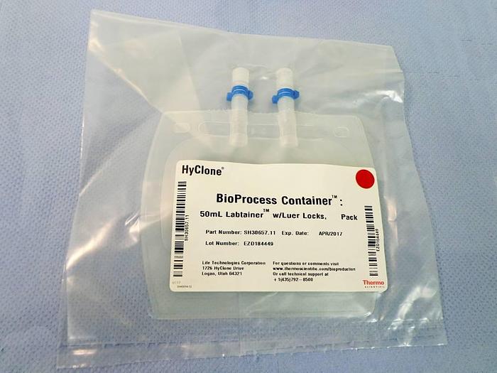 Used Thermo Scientific Labtainer BPC Bag, 50 mL with 2 Ports, Luer Lock and MPC Insert, SH30657.11, 3pcs.