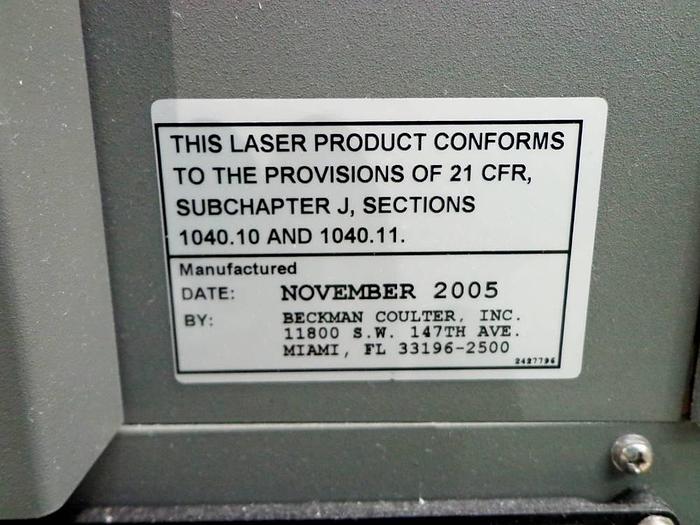 Used Beckman Coulter Cytomics FC 500 MPL Flow Cytometer with Cytometry UPS, Computer and software, OKI C531dn Printer, Manuals and System Accessories.