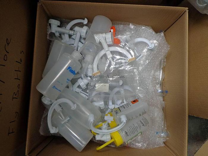 Used Glass test tubes bottles, plastic wash bottles, various sizes