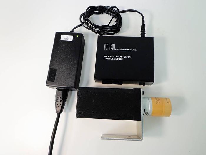 Used Vici Valco Instruments Modular Universal Valve/Actuator, Model EMHMA-CE, with EMHCA-CE Multiposition Actuator Control Module.