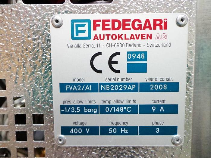 Used Fedegari Autoclave FVA2/A1, 75 litre Vertical Lab Sterilizer, with Counterpressure sterilization Option.
