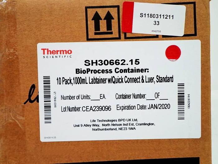 Used Thermo Scientific Labtainer BioProcess Container (BPC), 1L with 2 Ports, Luer Lock and MPC Insert, 2D BPC.