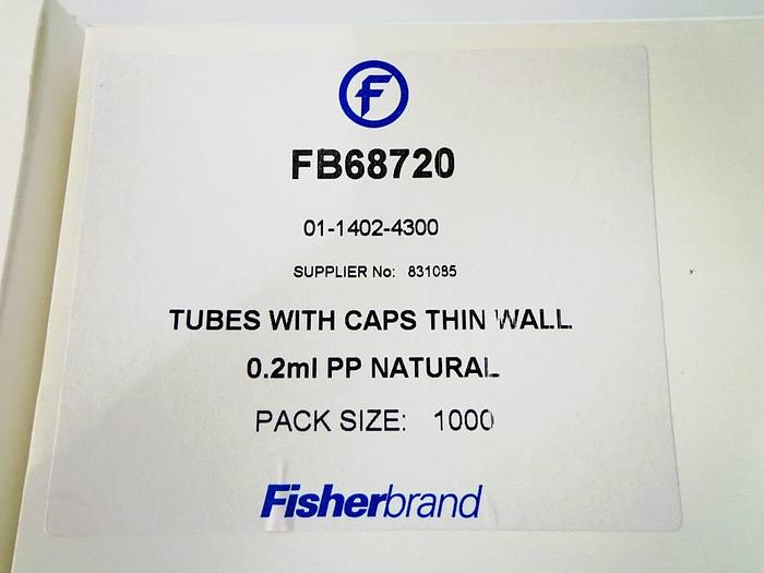 Used Thermo Scientific Polypropylene Thin Wall 0.2mL PP Natural PCR Tubes with Attached Caps, 5 packs x 1000pcs