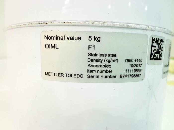Used Mettler Toledo 5kg OIML F1 Standard Line Stainless Steel Weight.