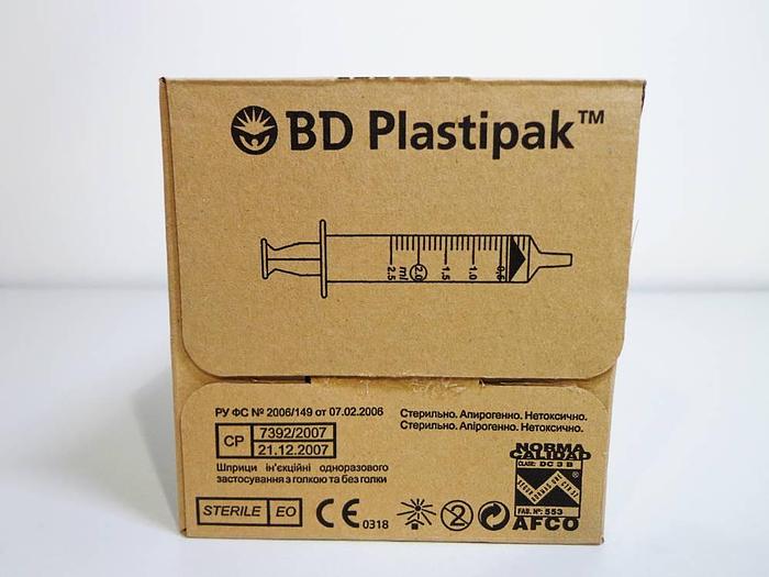 Used BD Plastipak 2ml Concentric Luer-Slip Three-Piece Syringe, 3000185. Box of 100 pcs.