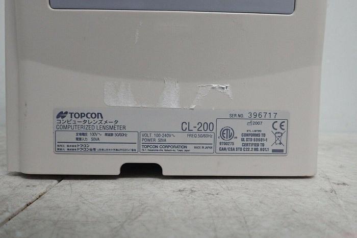 Used Topcon Corporation CL-200 Computerized Auto Lensmeter