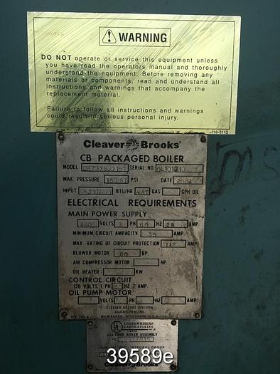 Used Cleaver Brooks CR700 600 150 Package Boiler (25,000,000 BTU/HR) #39589