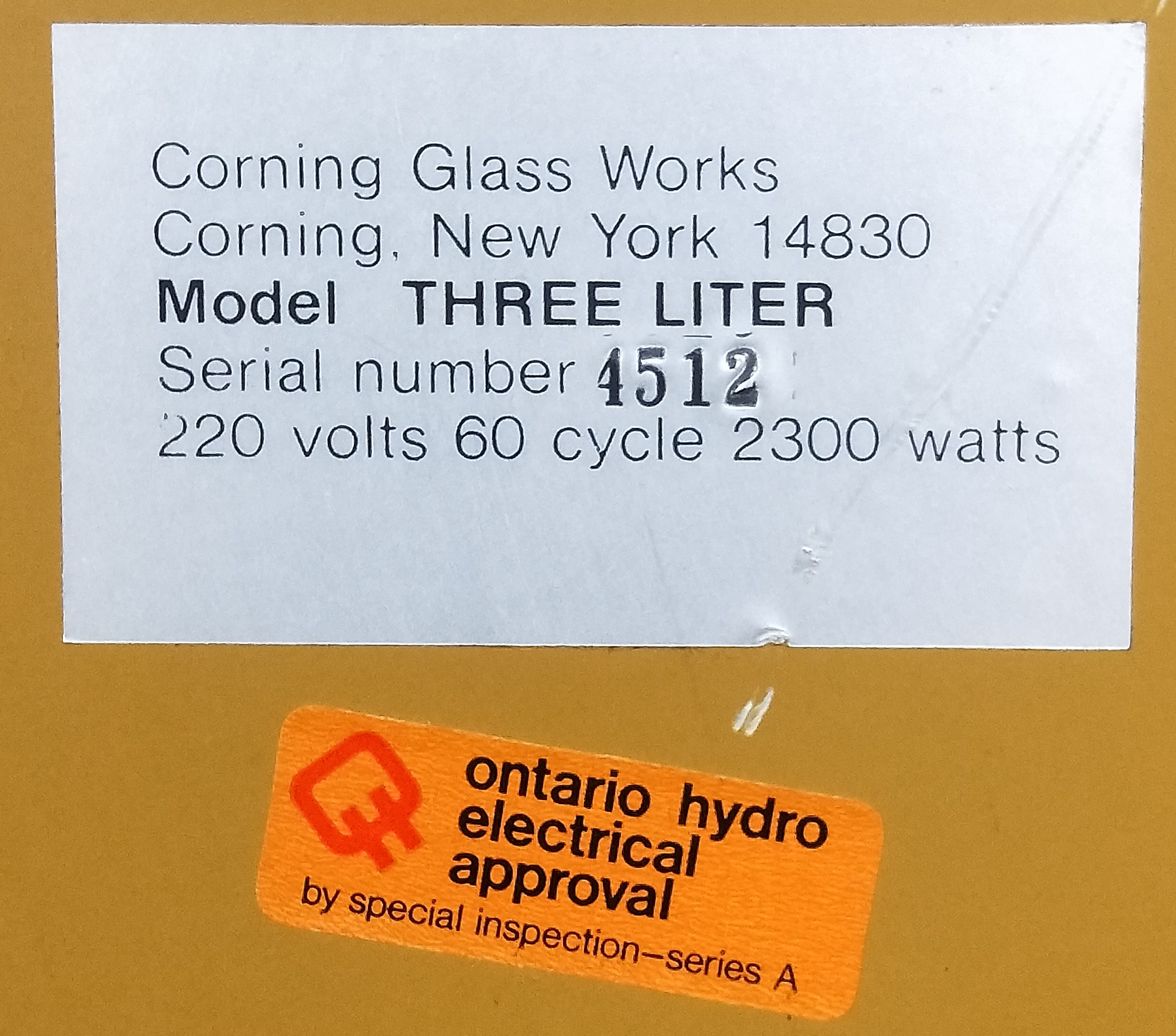 Used Sold Corning Auto MP3A Water Still 3L 0.9 gal/hr at Chemistry
