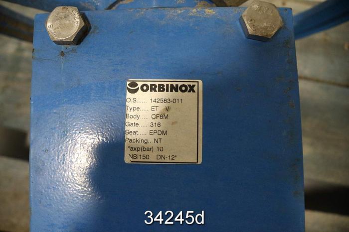Used Orbinox 12" Hand Operated Knife Gate Valve #34245