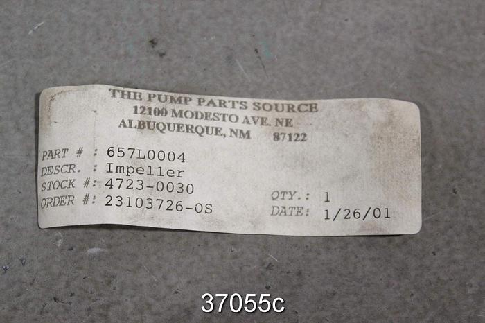 Used Warren 747 A20 Pump Impeller, 657L0004 #37055