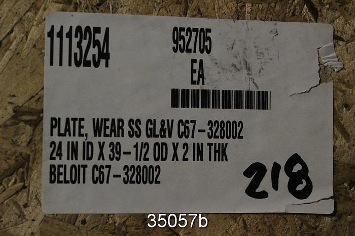 Unused GL&V 12' 6" PolydiskFilter Wear Plate,  Unused #35057