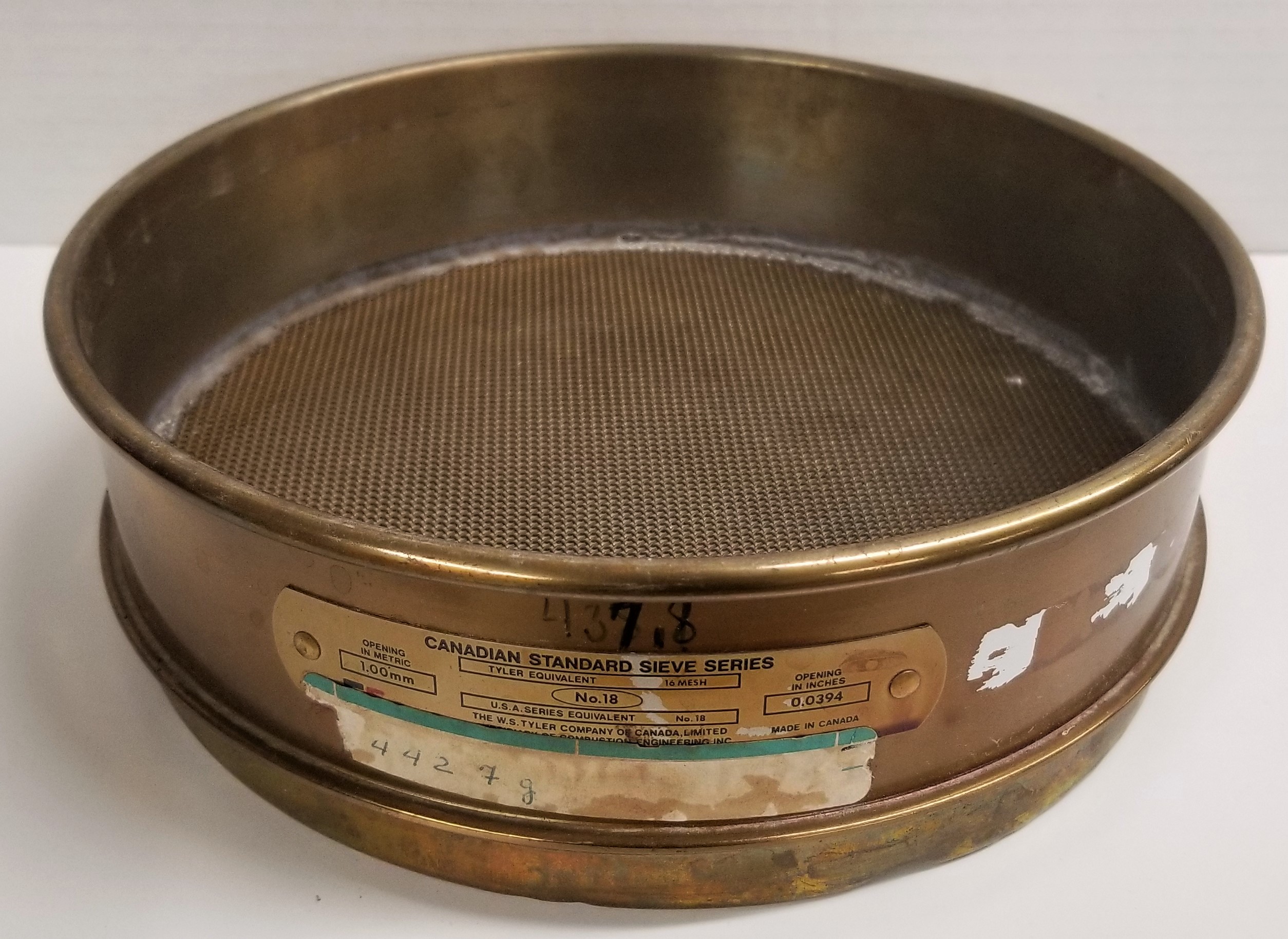 Used Tyler #18 Brass 8" Sieve