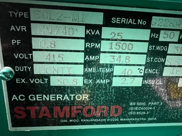 2022 CUMMINS 25KVA GENERATOR