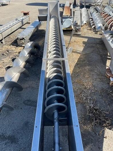 Used 14.5' Long x 11" Wide Stainless Steel Auger Screw Conveyor