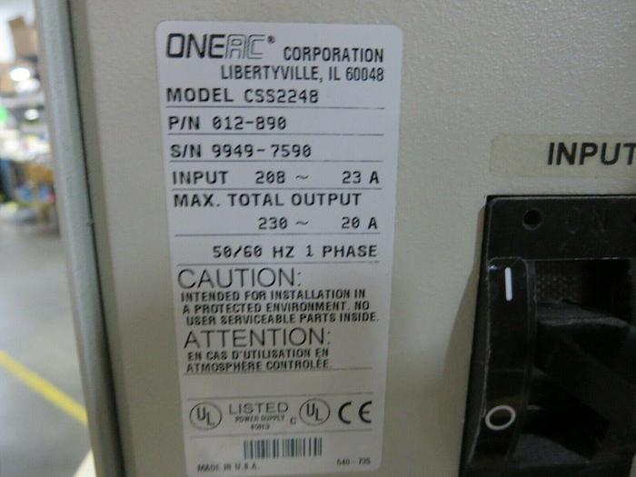 Used OneAC, CSS2248, (012-890), Power Conditioner, Tagged "Standby Spare" Not Tested