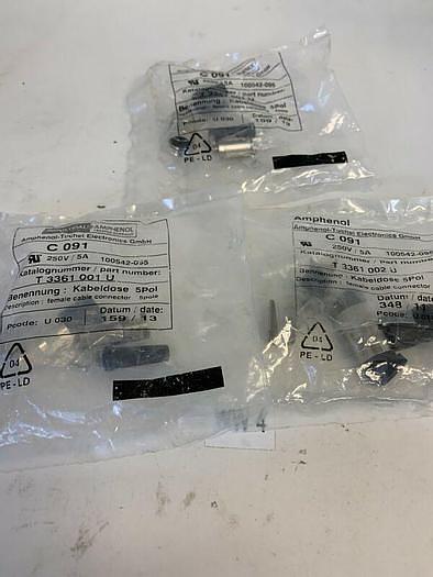 NEW IN FACTORY PACKAGE AMPHENOL C091-T 3361 002 U CONNECTOR-PLUG FEMALE LOT OF 3